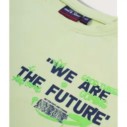 Gini & Jony Boys Green & White Printed T-Shirt image 3