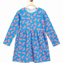 Campana Kids Blue & Pink Printed Full Sleeves Dress-picture-28