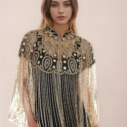 JEDCO Self Design Embroidered Crop Tie-Up Shrug-picture-18