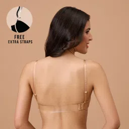 Nykd by Nykaa Multiway Luxe Transparent Back 3/4th Coverage Padded Non Wired T-Shirt Bra-NYB373-Tan image 1