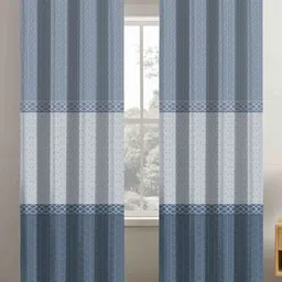 myntra elegant homes Aura Blue & Grey Set of 2 Geometric Long Door Curtain-picture-20