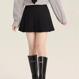 LULU & SKY Girls Pure cotton Pleated A- Line Mini Skirts image 4