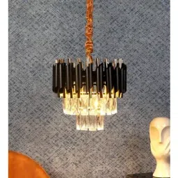 ELIANTE Torrica Cristal LED Chandlier 300 mm (12 inch) Black With Adjustable Colour Temperature image 2