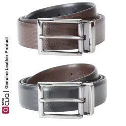 Peter England Black & Brown Leather Reversible Belt for Men-image-85