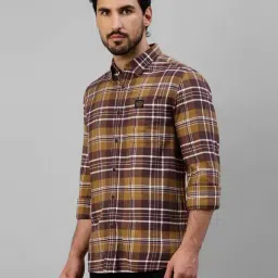 Royal Enfield Brown Regular Fit Check Cotton Shirt image 3