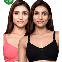 Inner Sense Organic Cotton Pack Of 2 Solid Antimicrobial Soft Feeding Bras - Multi Colour-picture-34