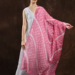 Exotic India Bandhani Leheria Tie-Dye Printed Pure Cotton Dupatta From Gujarat-picture-23
