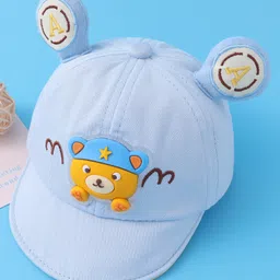 Babyhug Baseball Cap with Bear Applique - Blue image 2