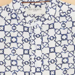 Pantaloons Junior Cotton Full Sleeves Abstract Printed Kurta Style Shirt - White image 2
