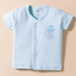 Zero Interlock Knit Half Sleeves Shorts Night Suit with Elephant Print - Blue image 2