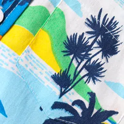 Babyhug Cotton Half Sleeves Shirt with Beach Theme Print- Light Blue & White image 3