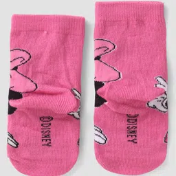 Cute Walk By Babyhug Disney Ankle Length Anti-Bacterial Socks With Minnie Mouse Graphics Pack Of 3 - Pink & White image 3