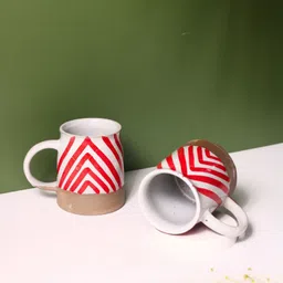 WEAVING HOMES Red Chevron Mug With beautiful Red Color Drinkware Mug 220 ml image 3