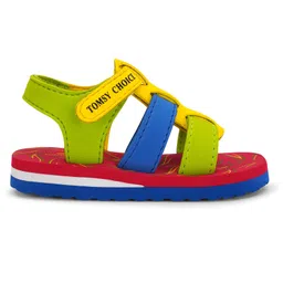 TOMSY CHOICE Colour Blocked Gladiator Style Velcro Closure Sandals - Red image 4