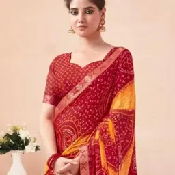 DURGA EMPORIO Bandhani Pure Chiffon Bandhani Saree image 5