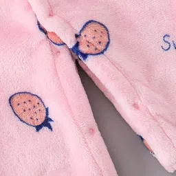 Mark & Mia Full Sleeves Front Open Winter Wear Romper with Pineapple Print - Pink image 5