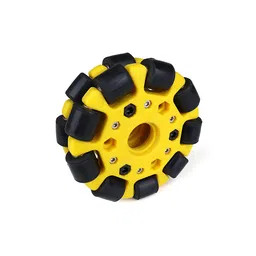 EasyMech Yellow 100mm Double Glass Fiber Omni Wheel (BUSH TYPE ROLLER) High Quality image 1