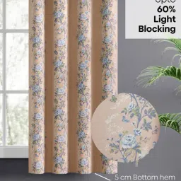 Haus & Kinder Blue Cotton Floral Singing Rose Eyelets 5 ft Window Curtain - Set of 2 image 4