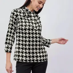 SALT Attire Multicolor Sabre Printed Satin Tie-up Top image 1