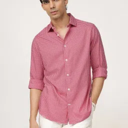 Andamen Red Regular Fit Check Shirt image 1