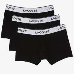 Lacoste Black Cotton Regular Fit Trunks - Pack Of 3-image-1