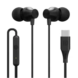 Portronics Conch Beat C in Ear Wired Earphones with Mic, Type C Audio Jack, 10mm Driver (Black) image 1