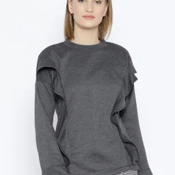 Belle Fille Grey Full Sleeves Sweatshirt image 1