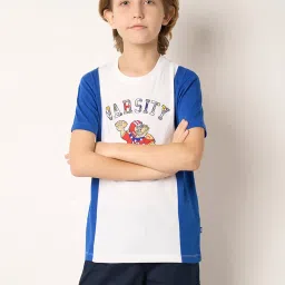 Jack & Jones Junior White & Blue Color Block T-Shirt image 1