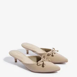 LUNA BLU by Westside Taupe Bow Designed Mules image 1