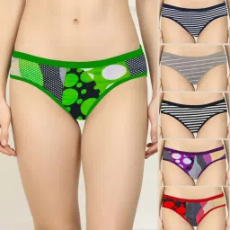 AROUSY Green & Red Printed Bikini Panties - Pack Of 6 image 1