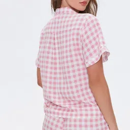 Forever 21 Pink & White Checks Shirt With Shorts image 2