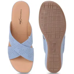 Forever Glam by Pantaloons Women's Blue Cross Strap Wedges image 4
