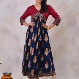 Rustorange Blue Printed Dress image 5