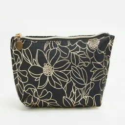 Ginger by Lifestyle Black & Golden Printed Free Size Toiletry Pouch image 1