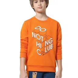 Jack & Jones Junior Orange Printed Full Sleeves Sweatshirt image 1