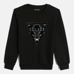 Antony Morato Boys Black Printed Round Neck Full Sleeves Sweatshirt-picture-4