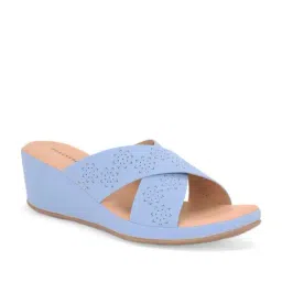 Forever Glam by Pantaloons Women's Blue Cross Strap Wedges image 3