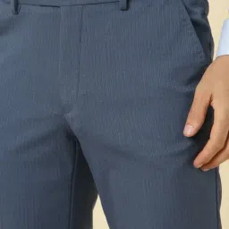 Allen Solly Blue Slim Fit Striped Trousers image 4