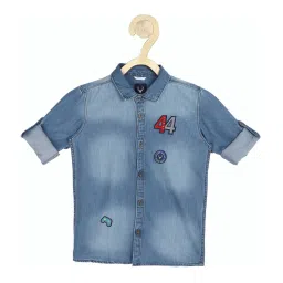 allen solly junior Allen Solly Kids Blue Cotton Textured Shirt image 1
