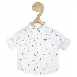 allen solly junior Allen Solly Kids White Cotton Printed Shirt image 1