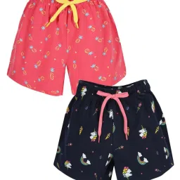 Plum Tree Kids Blue & Pink Cotton Printed Shorts (Pack of 2) image 1