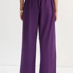 FEMMELLA Purple Relaxed Fit Solid Trousers image 2