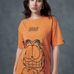 Bewakoof Orange Graphic Print Oversized T-Shirt image 1