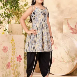 BAESD Girls Abstract Print Cotton Dhoti Kurta Set image 3