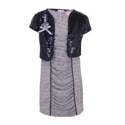 Cutecumber Kids Grey Printed Dress with Jacket-picture-7