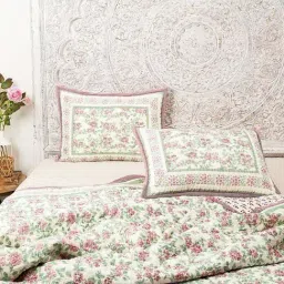 Home4U Pink & White Cotton Voile Bedspread - Set of 1-picture-31
