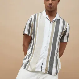 Fame Forever By Lifestyle White Regular Fit Striped Shirt-picture-24