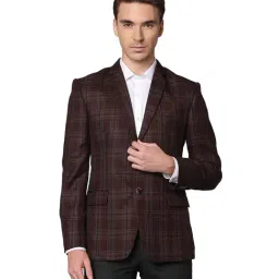 Park Avenue Dark Brown Checks Blazer-picture-15