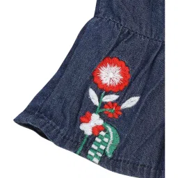 Mee Mee Kids Blue & Red Cotton Embroidered Full Sleeves Frock image 4