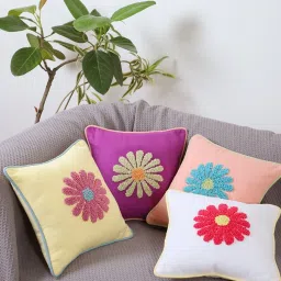 Jamio Firati Multicolor Cotton Assorted Tufted Embroidery Cushion Cover - Set of 4 image 1